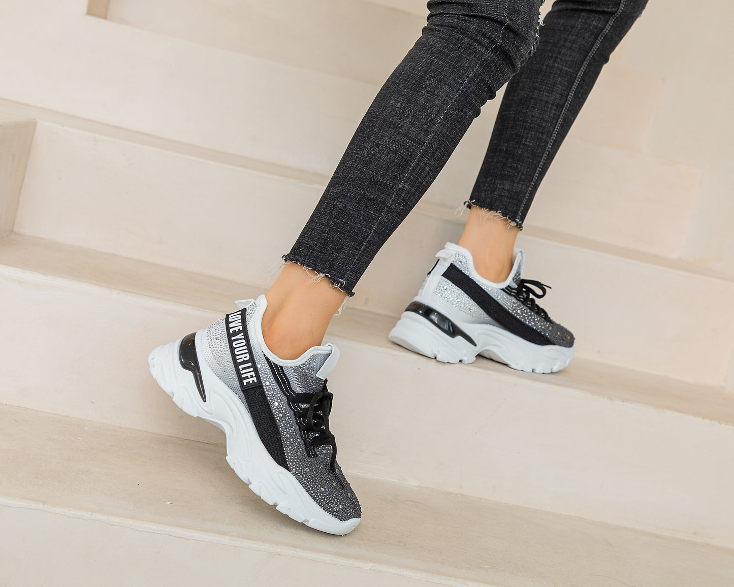 36лв Черен /Бял /Син Дамски маратонки size(36-41)xcess-D2307