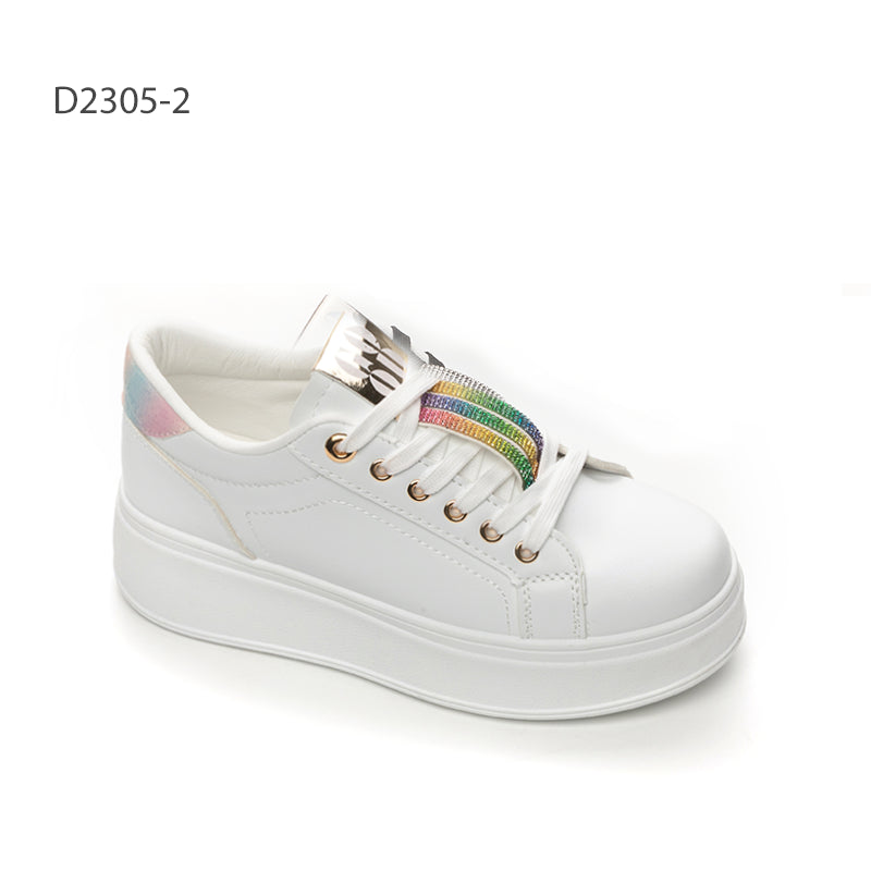 32лв Черен / Бял цветно / Бял сребро Дамски маратонки size(36-40)xcess-D2305